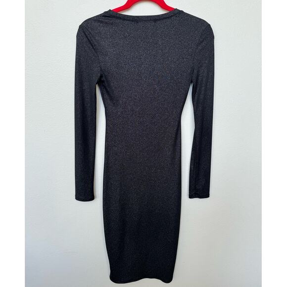 Chelsea 28 Sparkly Glam Black Bodycon Midi Dress Long Sleeve Size XS - Picture 2 of 6